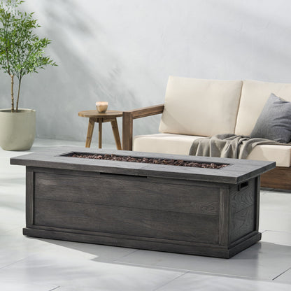 Transitional Rectangular Outdoor Propane Fire Pit With 50,000 Btu Noble House