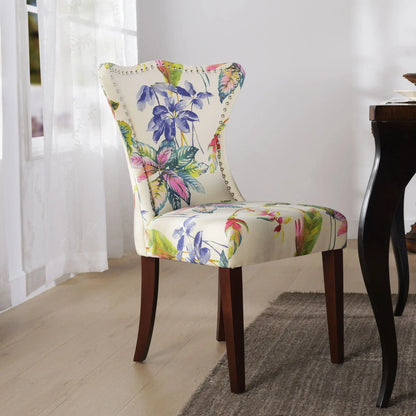 Paradise - Upholstered Accent Chair Printed On - Off-White Floral Jennifer Taylor Home