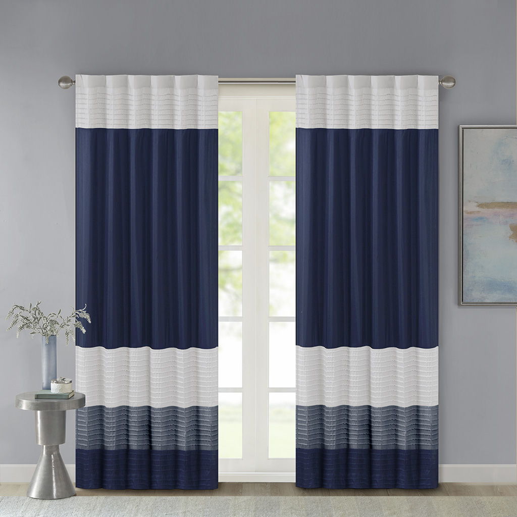 Amherst - 84" Polyoni Pintuck Window Panel - Navy