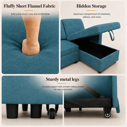 L - Shaped Convertible Sofa Bed With Storage Chaise Home Essentials