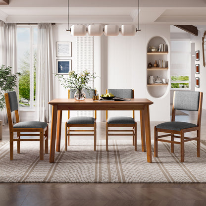 Dining Chairs (Set of 4), Mid Century Modern Fabric Upholstered Kitchen Side Chairs, Farmhouse Dining Room Chair - Brown / Gray Hearth and Haven