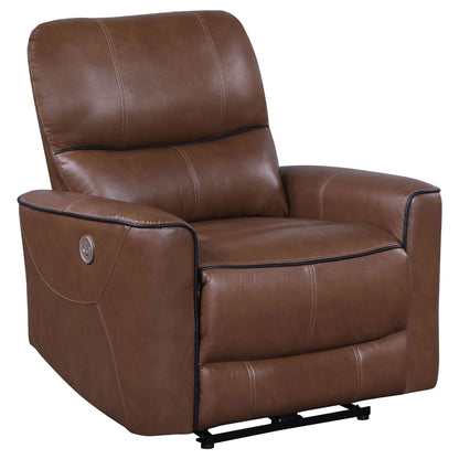 Denson - Upholstered Power Recliner Chair With USB Charging And Smooth Button Recline - Brown Furniture Max