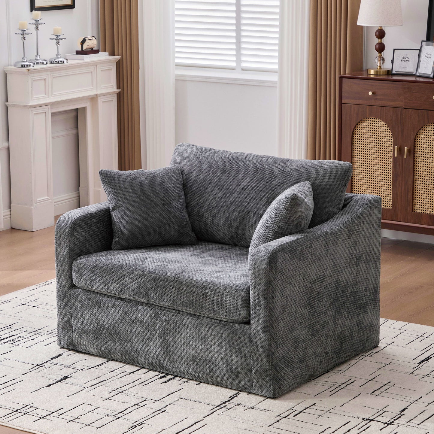 Farmhouse Accent Chair With 2 Bolster Pillows Home Essentials