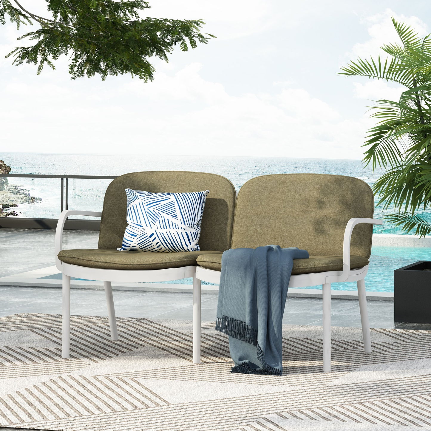 Luna - Outdoor Patio Loveseat Noble House