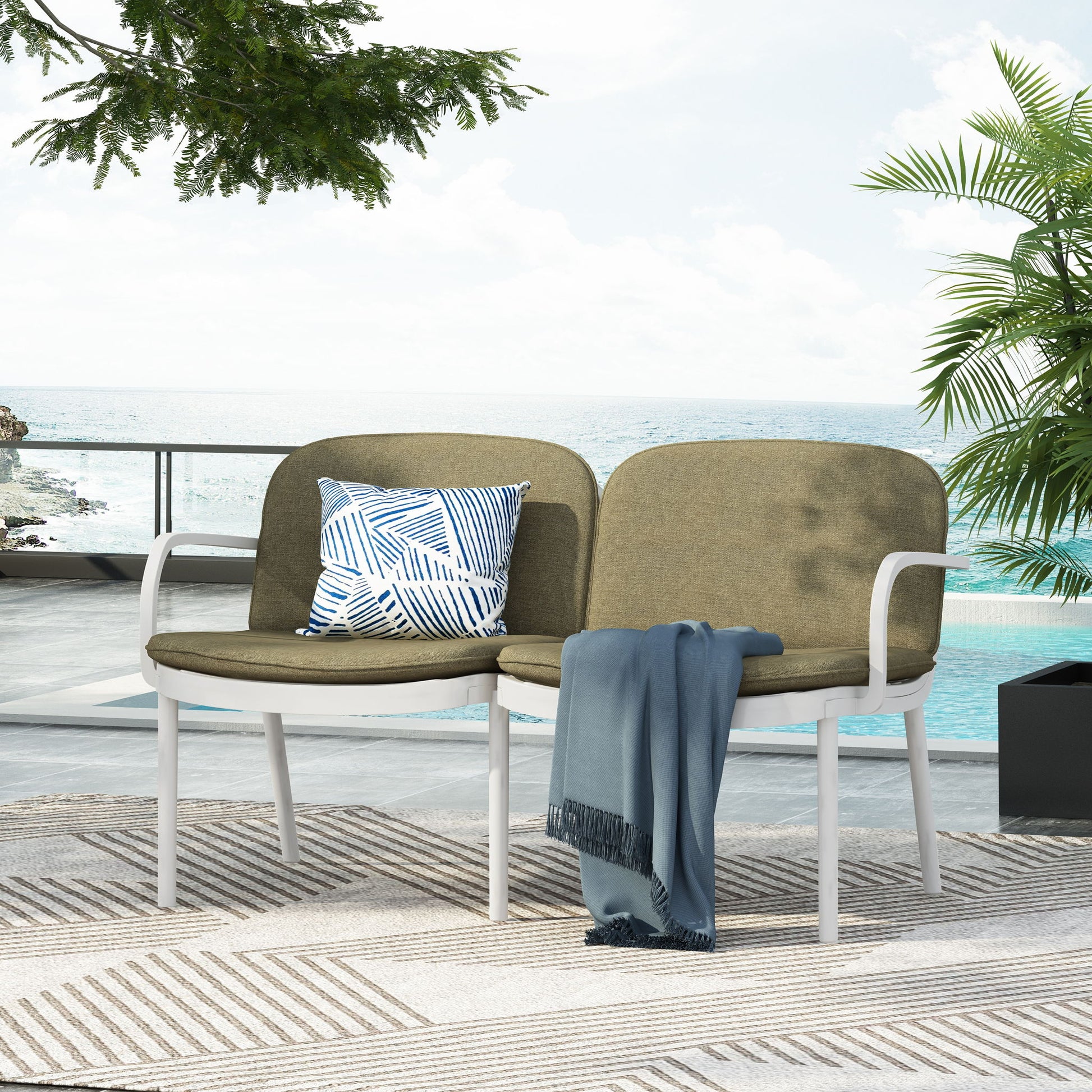 Luna - Outdoor Patio Loveseat Noble House