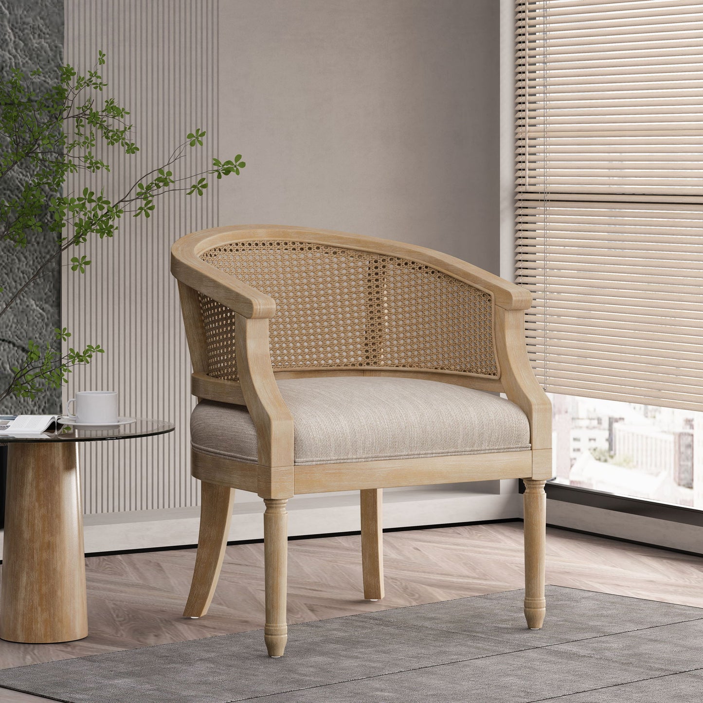 Curved Backrest Accent Chair Noble House