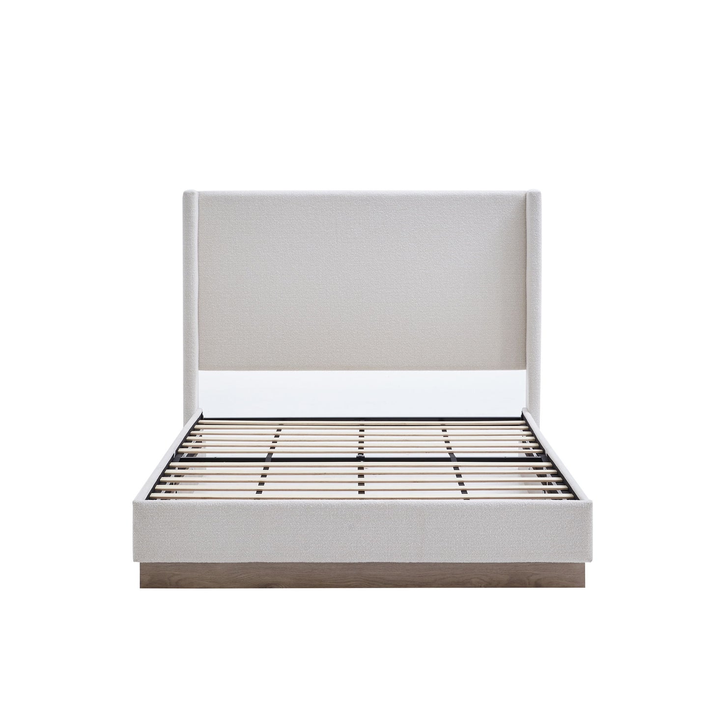 Hosford - Minimalist Upholstered Wingback Bed With Wood Base Platform House & Home Furniture