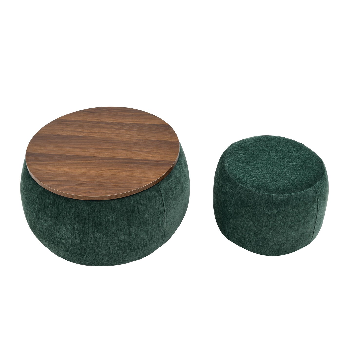 Round Storage Ottoman, 2 In 1 Function, End Table And Ottoman Home Essentials