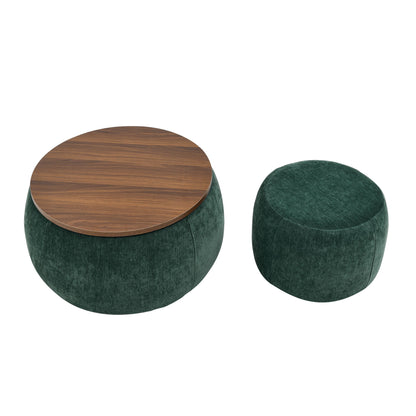 Round Storage Ottoman, 2 In 1 Function, End Table And Ottoman Home Essentials