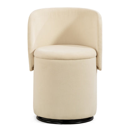 Barrel Chair, Built In Storage, 360° Swivel - Beige Home Essentials