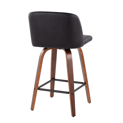 Toriano - Mid Century Modern Fixed Height Counter Stool & Square Footrest (Set of 2) Lumi Source