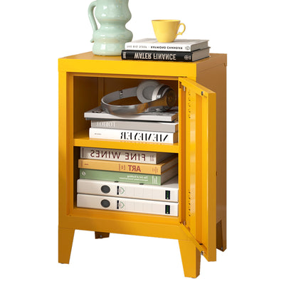 Modern Nightstand Durable Metal Bedside Storage Cabinet With Shelf, End Side Table For Living Room And Bedroom - Yellow