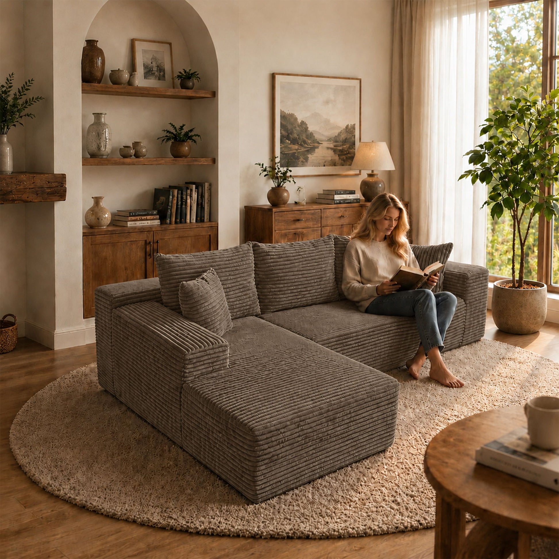 Modern L-Shaped Sectional Sofa With Left Facing Chaise Home Essentials