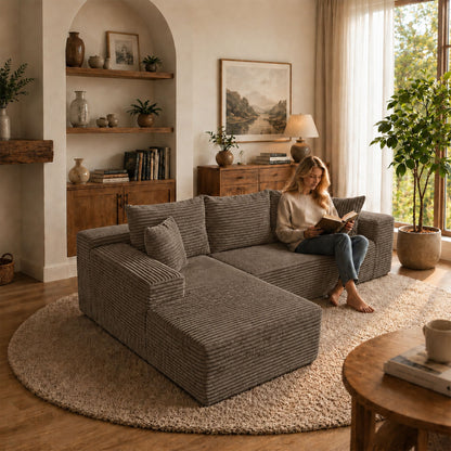 Modern L-Shaped Sectional Sofa With Left Facing Chaise Home Essentials