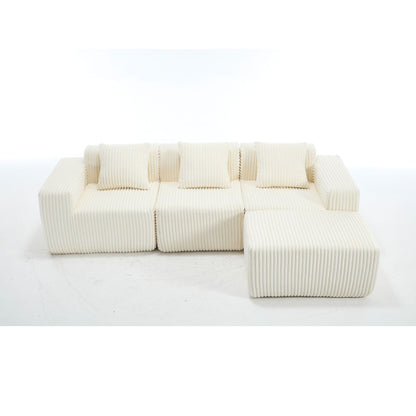 L - Shape Modern Minimalist Modular Sectional Sofa, Upholstered Cloud Couch With Deep Seats Home Essentials