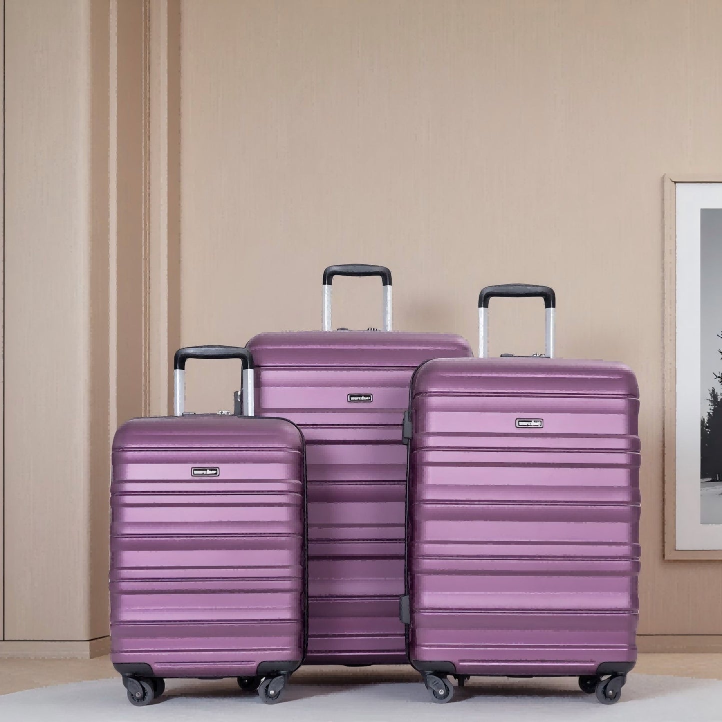 Expandable 3 Piece Luggage Sets Pc Lightweight & Durable Suitcase With Two Hooks, Spinner Wheels, Tsa Lock, (21/25/29) - Dark Purple Daily Nest