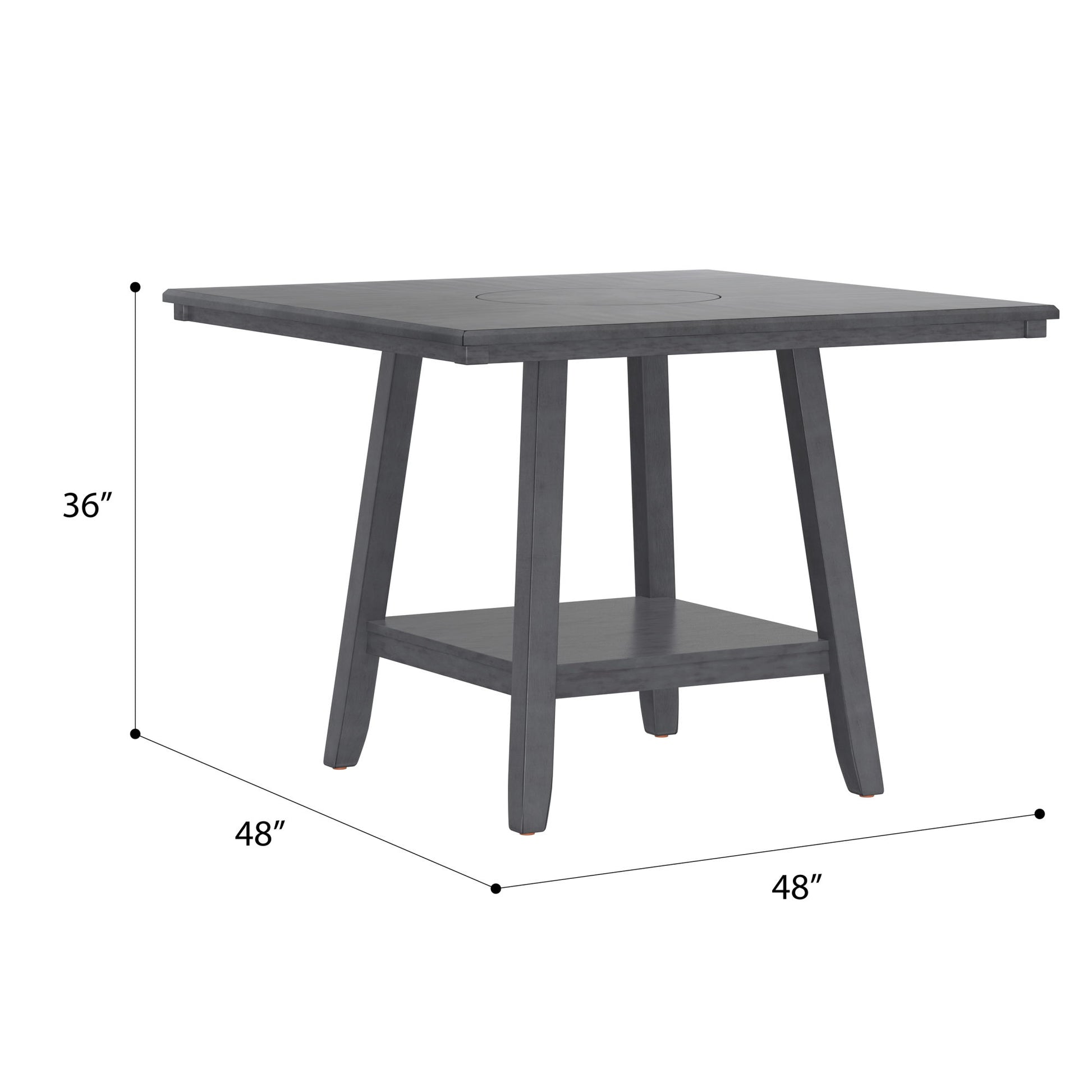 Counter Height Dining Table With Tapered Base And Lazy Susan - Gray Home Essentials