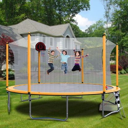 16Ft Trampoline With Basketball Hoop Pump And Ladder (Inner Safety Enclosure) With Soccer Goal Daily Nest