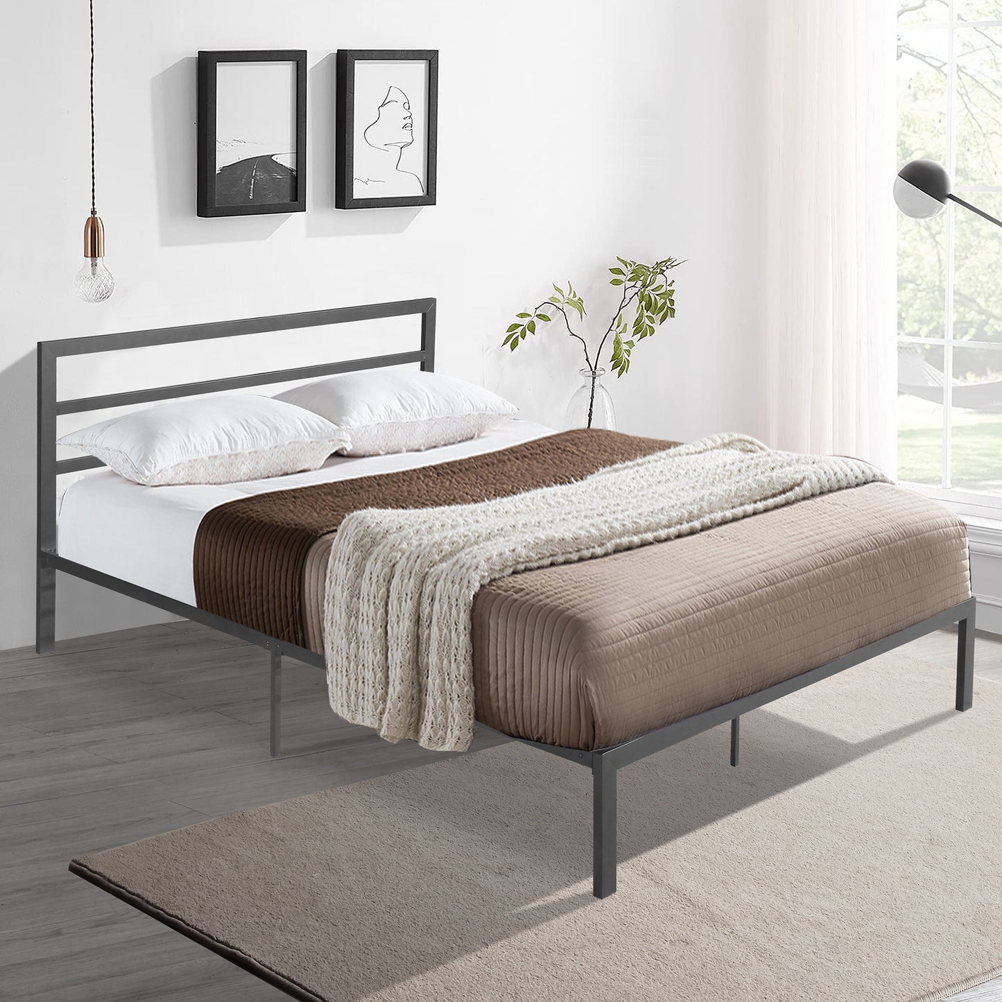 Metal Bed Frame With Headboard