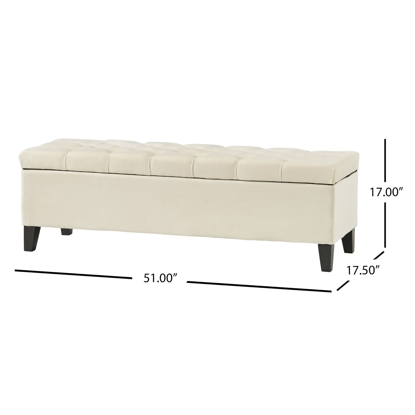 Button Tufted Diamond Stitch Storage Ottoman - Beige Noble House