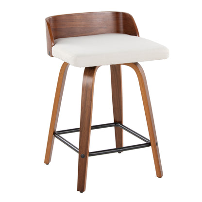 Maya - Mid Century Modern Fixed Height Counter Stool With Swivel And Square Footrest (Set of 2) Lumi Source