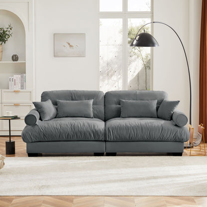 Modern Oversize Sofa With Cloud Like Comfort, Featuring Waist And Throw Pillows Home Essentials