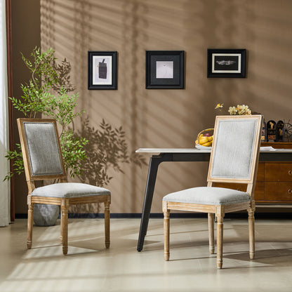 French Country Style Dining Chair With Upholstered Seating And Fluted Legs Noble House