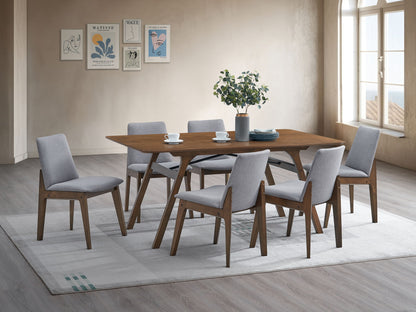 Kaela - 7 Pieces Dining Room Set - Walnut / Light Gray Acme
