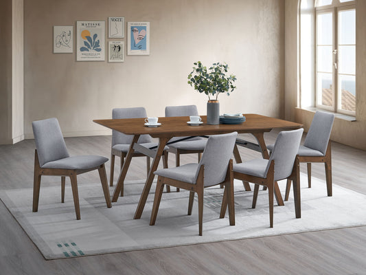 Kaela - 7 Pieces Dining Room Set - Walnut / Light Gray Acme