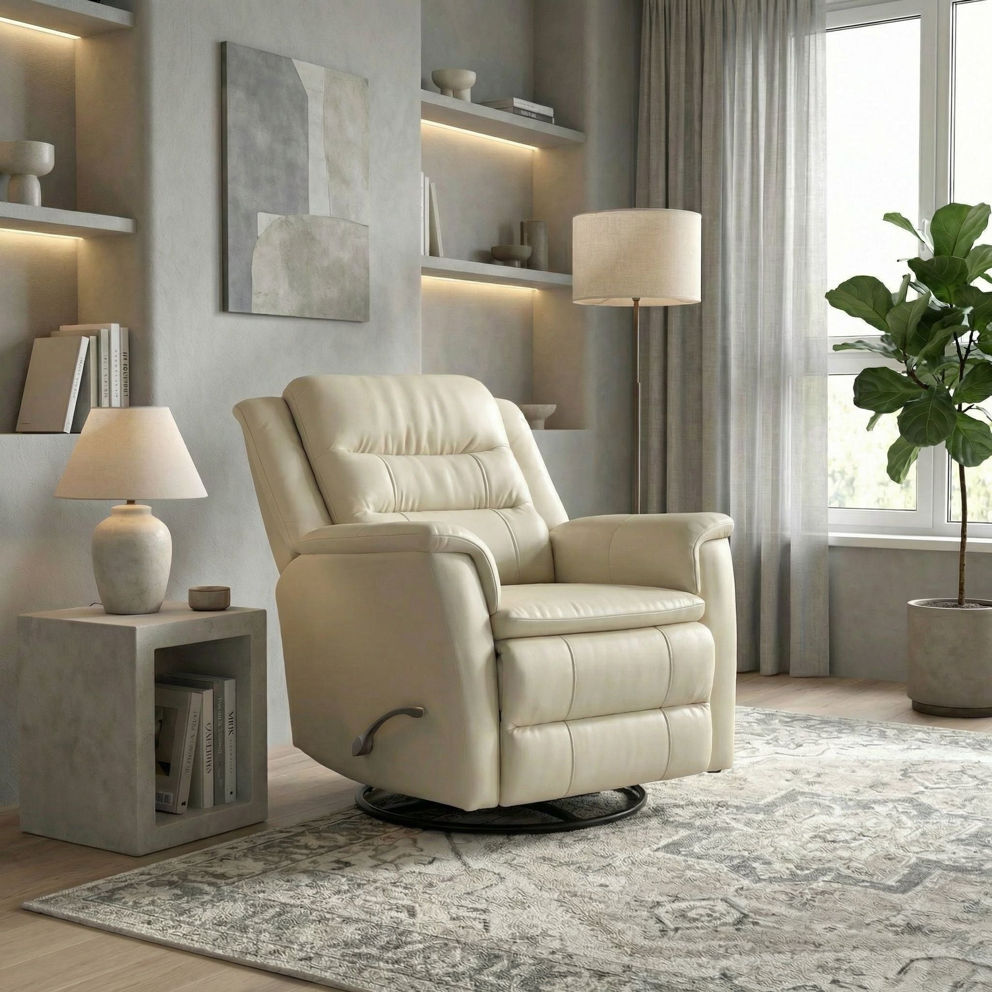 Swivel Recliner With Manual Adjustable Footrest Home Essentials