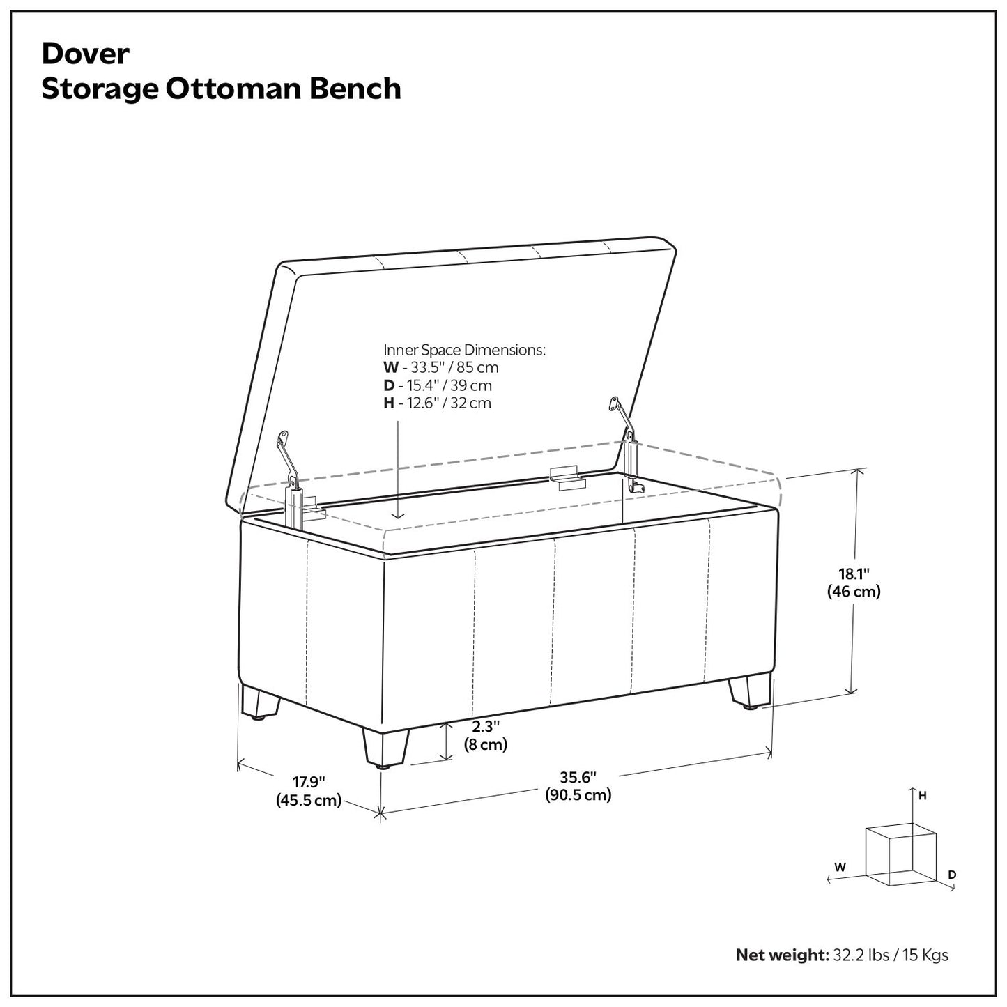 Dover - Storage Ottoman In Smoky Leather With Lift Up Storage - Brown Simpli-Home