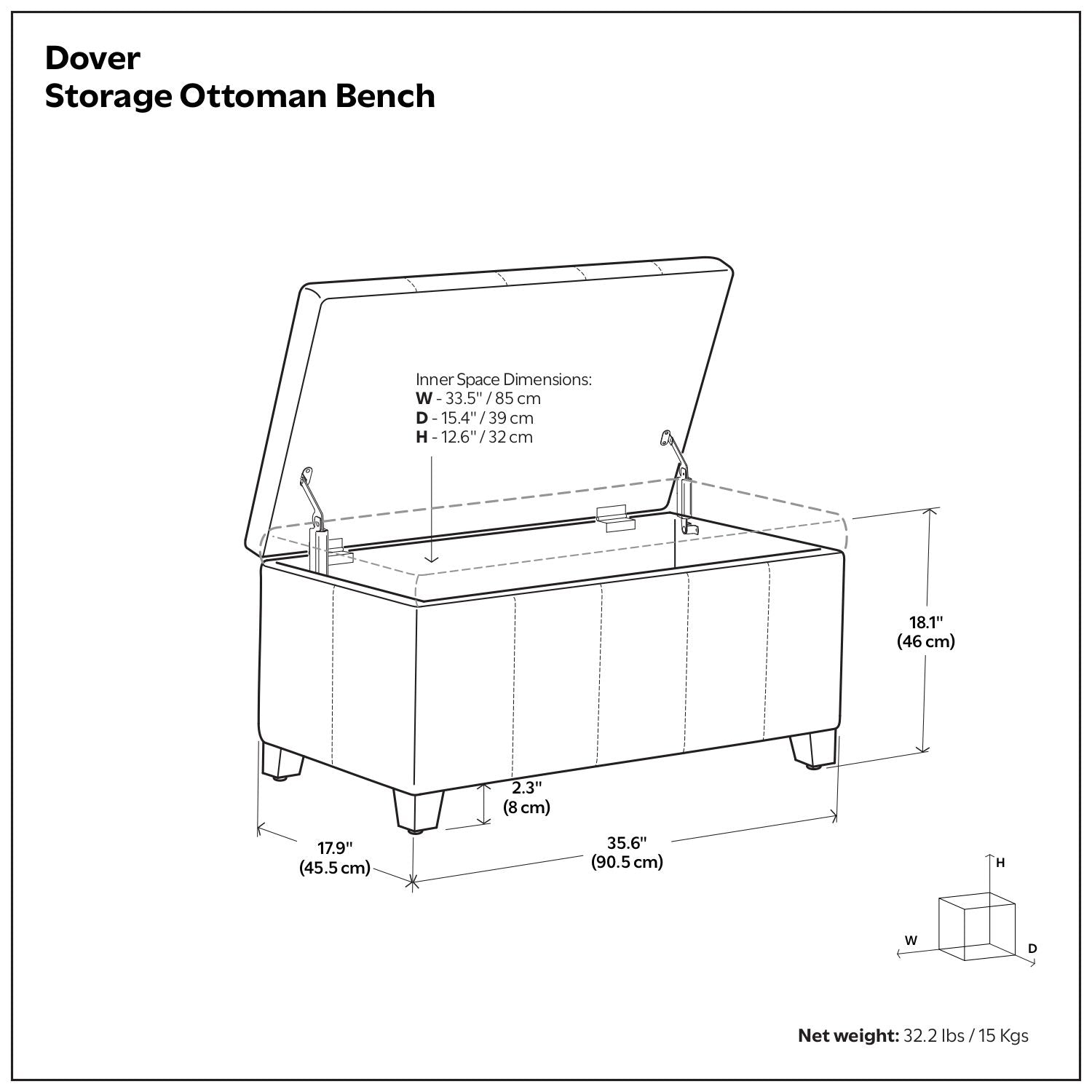 Dover - Storage Ottoman In Smoky Leather With Lift Up Storage - Brown Simpli-Home