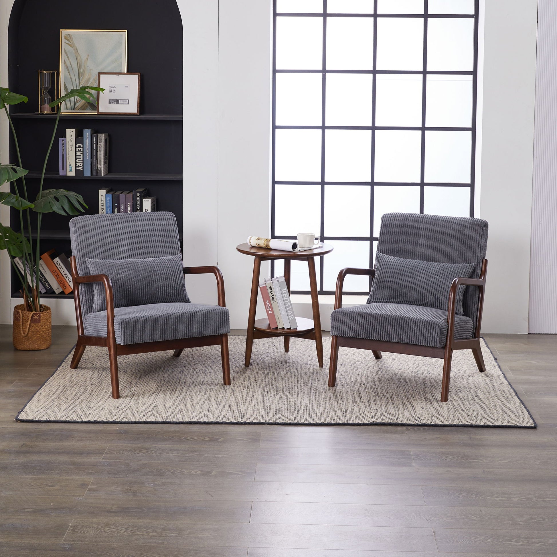 Accent Chair With Pillow And Wood Frame Home Essentials