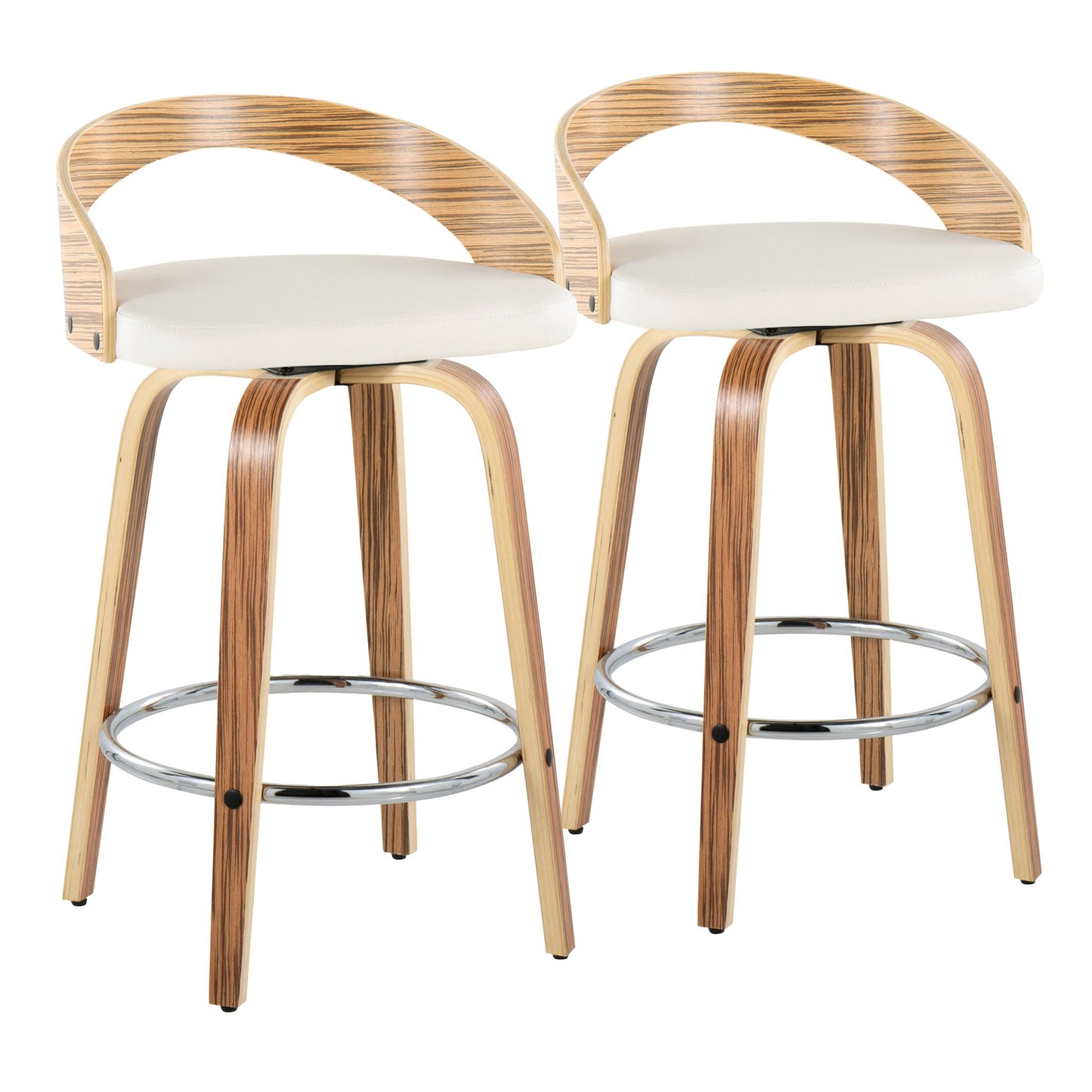Grotto - Mid Century Modern Fixed Height Counter Stool With Swivel With Round Footrest (Set of 2) Lumi Source