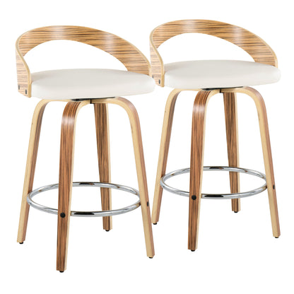 Grotto - Mid Century Modern Fixed Height Counter Stool With Swivel With Round Footrest (Set of 2) Lumi Source