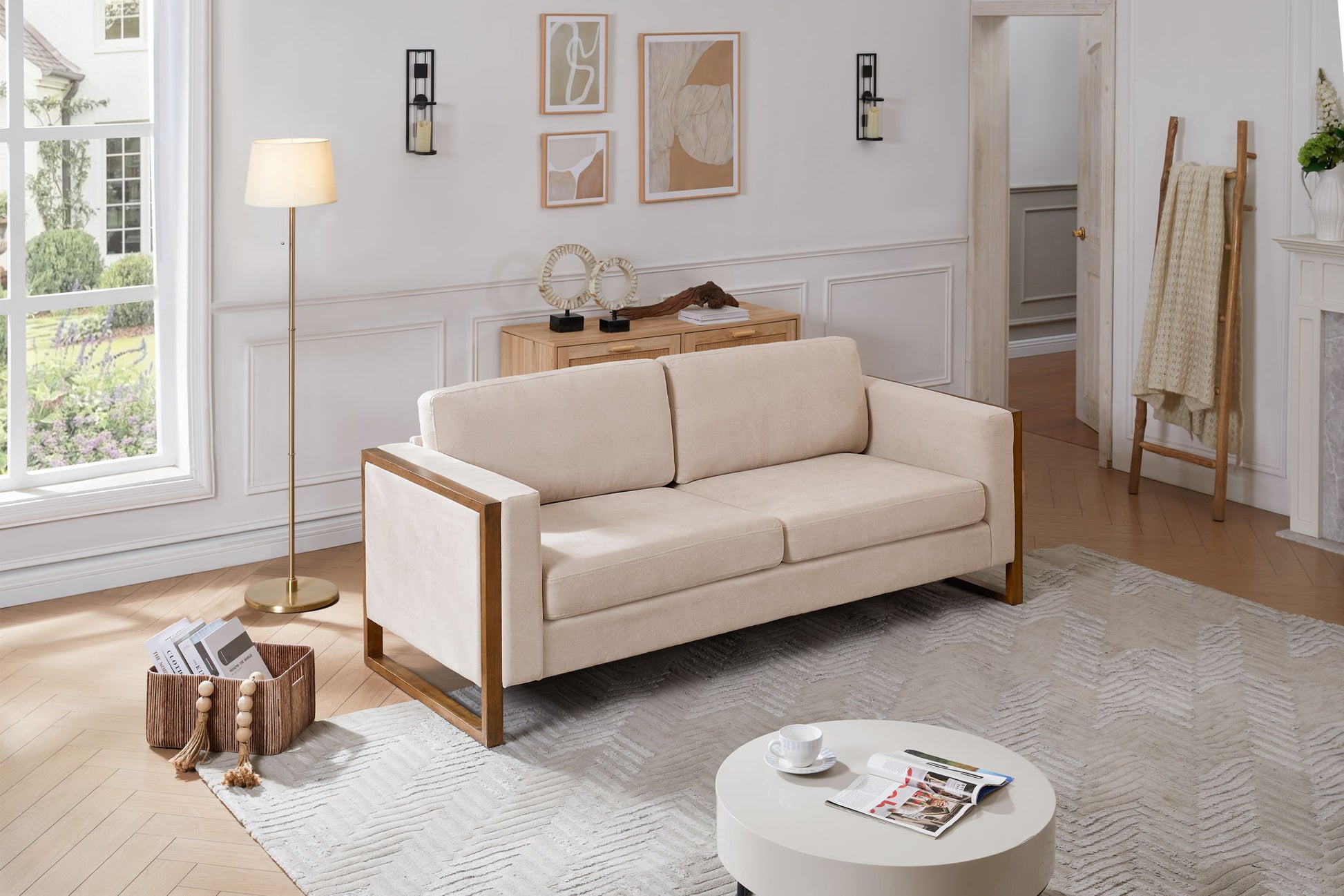 Modern Sofa With Solid Wood Legs, 3 Seater Noble House