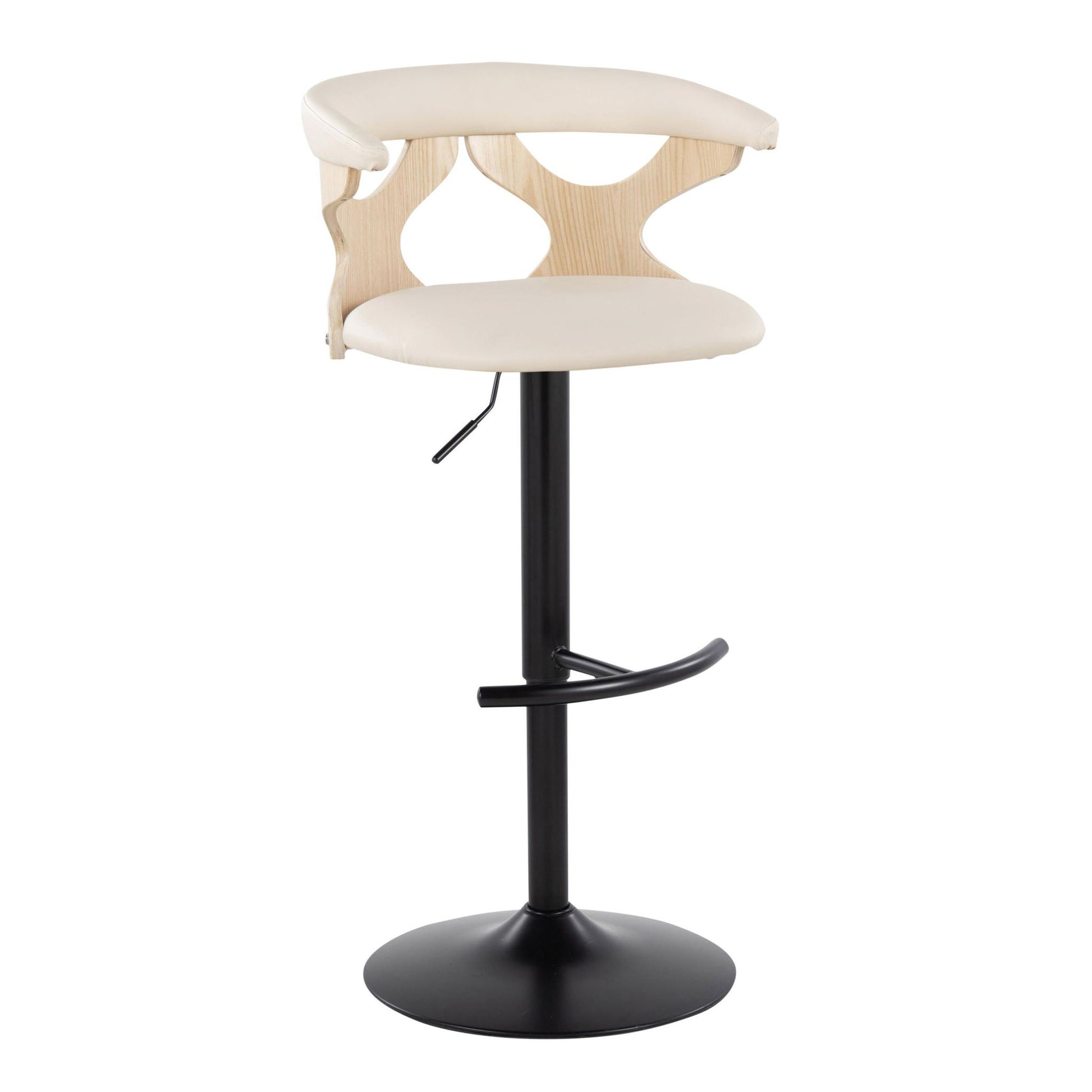 Gardenia - Contemporary Adjustable Barstool With Swivel With Rounded T Footrest (Set of 2) Lumi Source