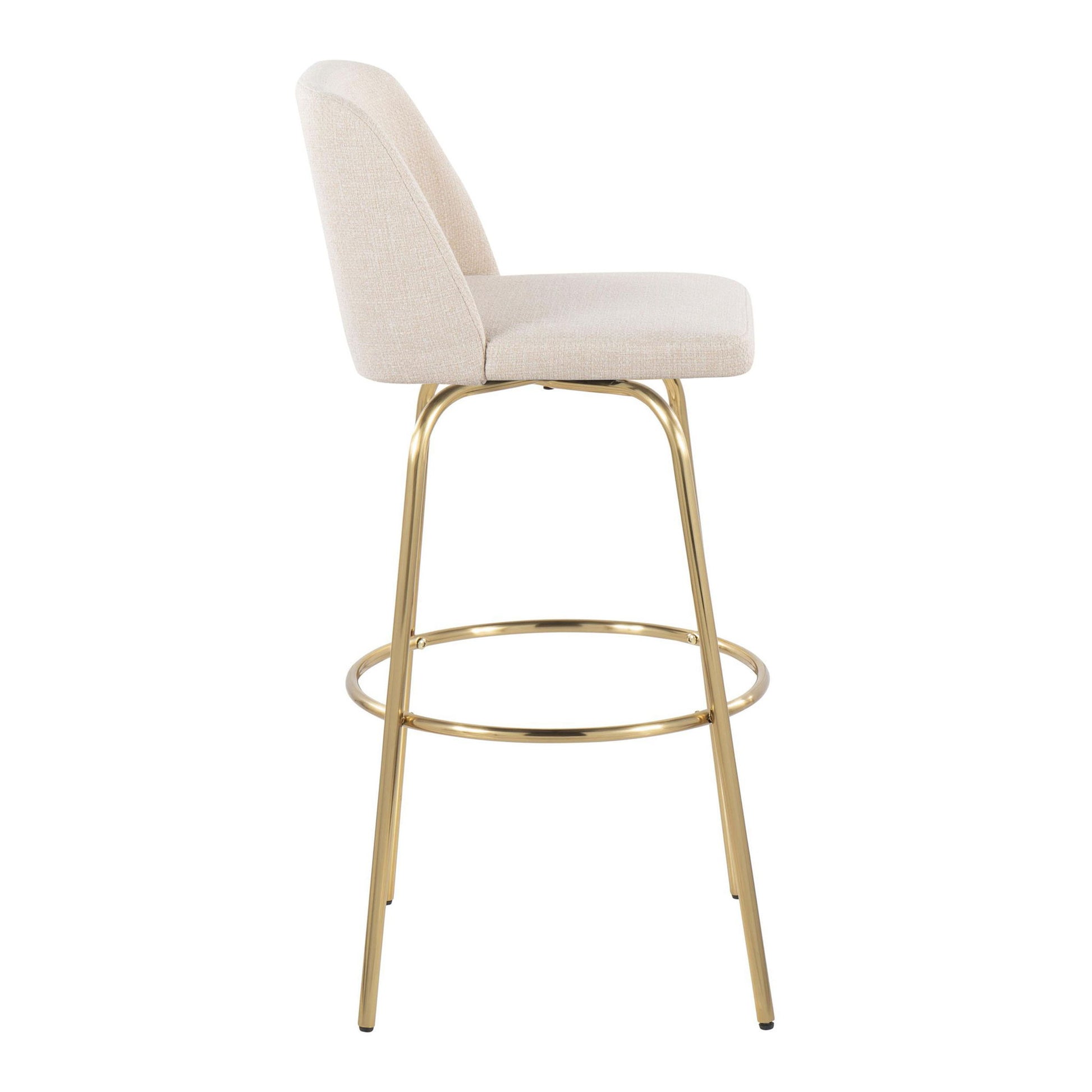 Toriano - Contemporary Fixed Height Barstool With Swivel And Round Footrest (Set of 2) Lumi Source