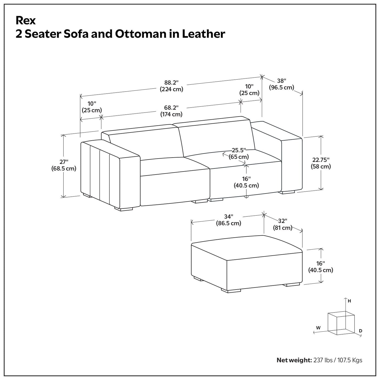 Rex - Handcrafted Sectional Sofa And Ottoman Simpli-Home