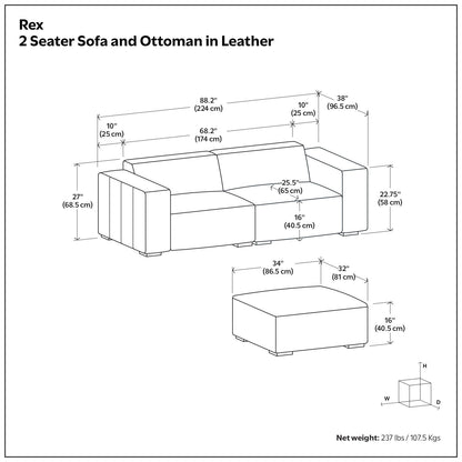Rex - Handcrafted Sectional Sofa And Ottoman Simpli-Home