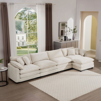 Modern Oversized Modular Cushion Sofa With Ottoman, Low Back, Deep Seating Sofa Set Home Essentials