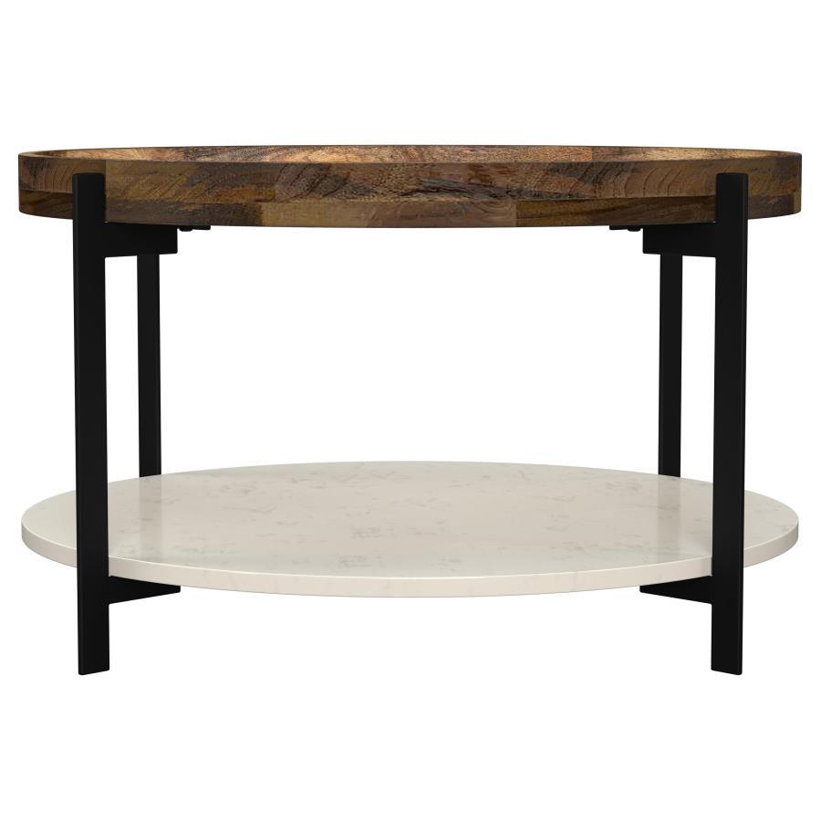 Adhvik - Round Table With Marble Shelf Coaster Fine Furniture