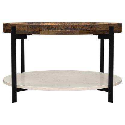 Adhvik - Round Table With Marble Shelf Coaster Fine Furniture