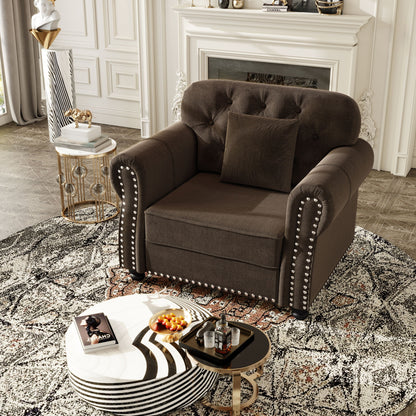 Upholstered Sofa With Nailhead Trim And Rolled Armrests Home Essentials