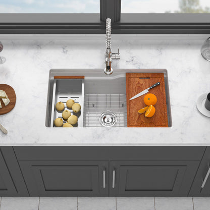 Undermount Workstation Single Bowl Porcelain Ceramic Kitchen Sink Daily Nest