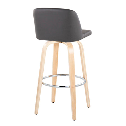 Toriano - Contemporary Fixed Height Barstool & Swivel With Round Footrest (Set of 2) Lumi Source