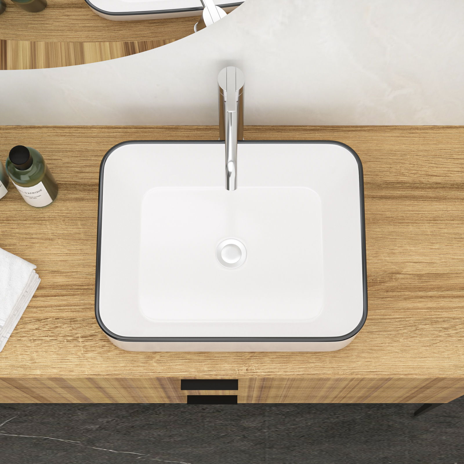 Modern European Style Ceramic Rectangular Vessel Bathroom Sink Daily Nest
