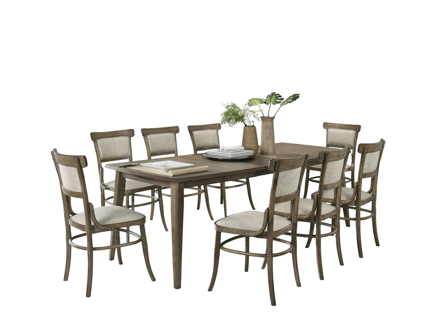 Bistro - Dining Table With Off White Fabric Dining Chairs Lilola Home