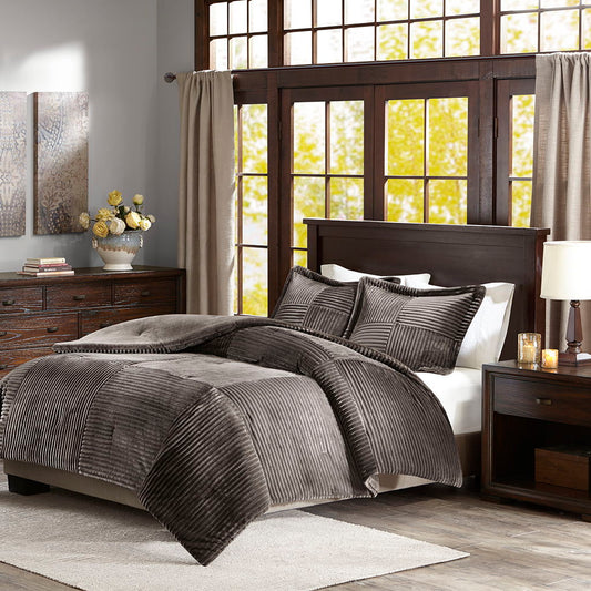 Parker - King Comforter Mini Set - Gray Madison Park