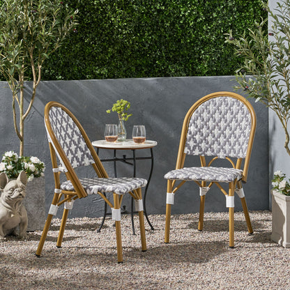 Chic French Bistro Chair With Durable Rattan And Aluminum Frame Noble House